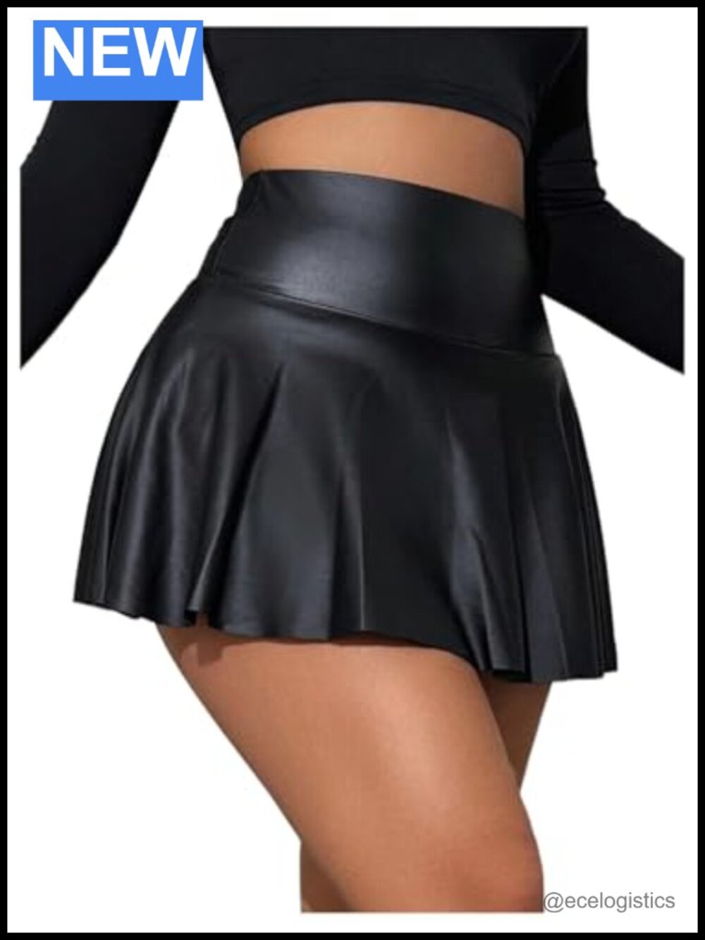 Faux Leather High Waist Mini Skort Ruffle Hem Club Outfit